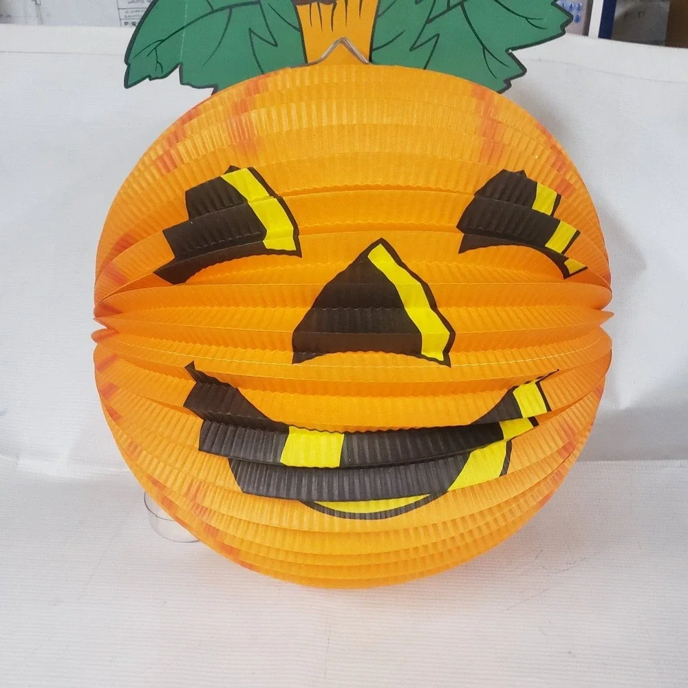Vintage Halloween Accordion Pumpkin Paper Lantern B Shackman Co 12 inch